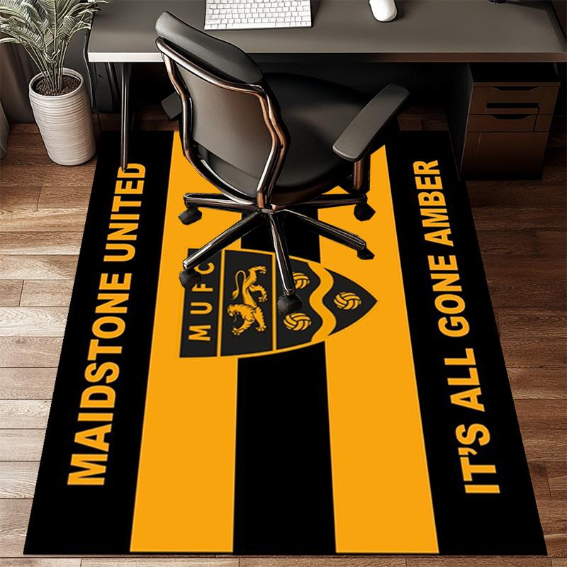Football Crest Printed Office Carpet Chair Cushion Entryway Rug, Rugs for Living Room, Bedroom Christmas gifts