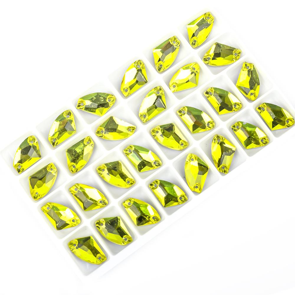 Weichen Flat Bottom Double Hole Color Axe Shape Hand Sewn Buckle Glass Rhinestone Diy Dress Wedding Dress Accessories