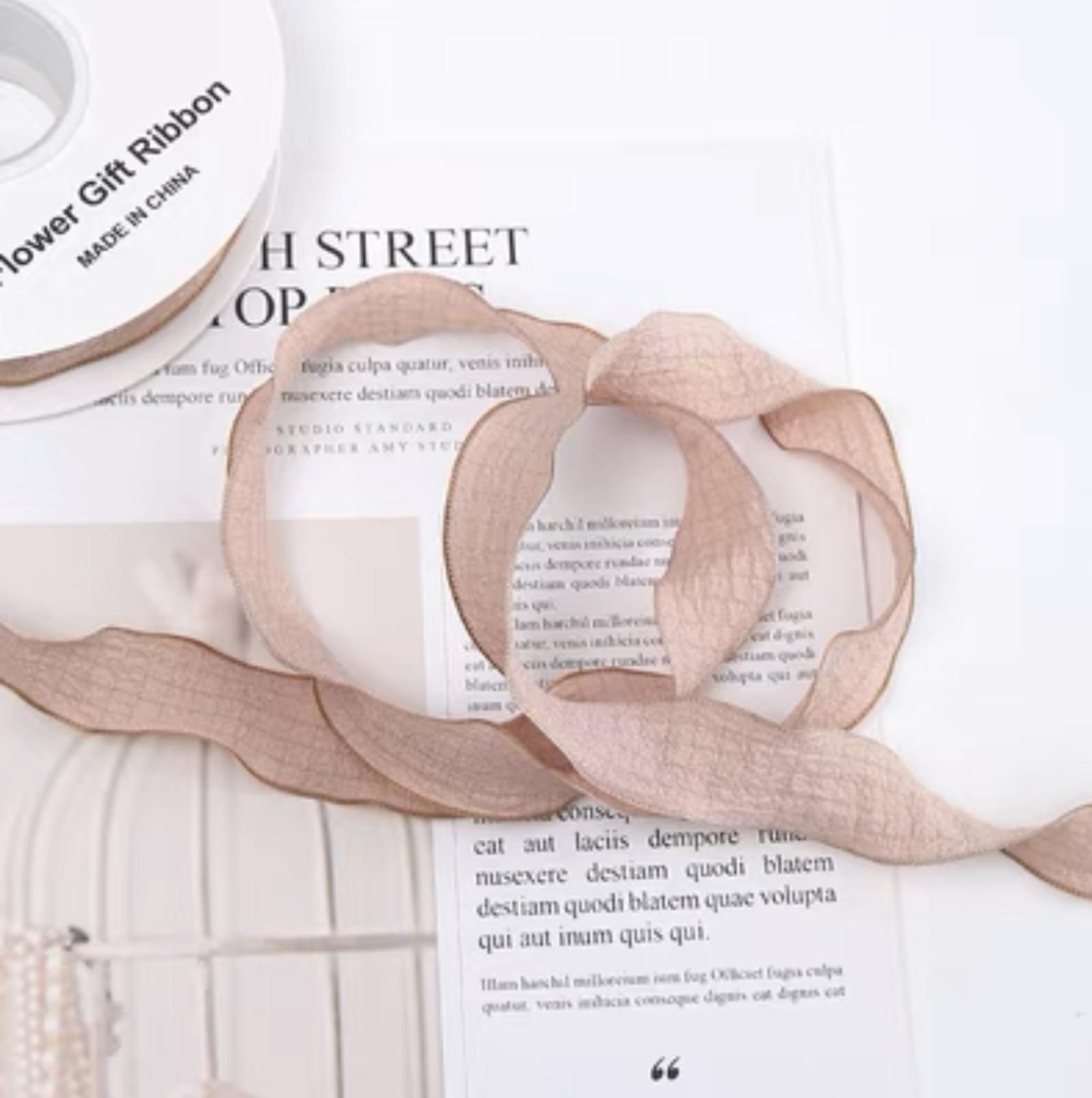 

Ruffled Floral Ruffled Ribbon Texture Lace Fishtail Ribbon Cake Bouquet Packaging Ribbon One Size