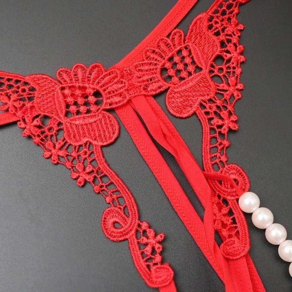 Pearl Women's Thong Low Waist Mesh Lace Briefs Panties Pearl Lace Underwear  Girl