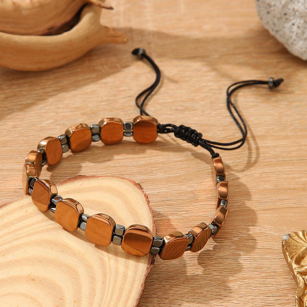 Men's Fashion Beaded Hematite Elastic Bracelet