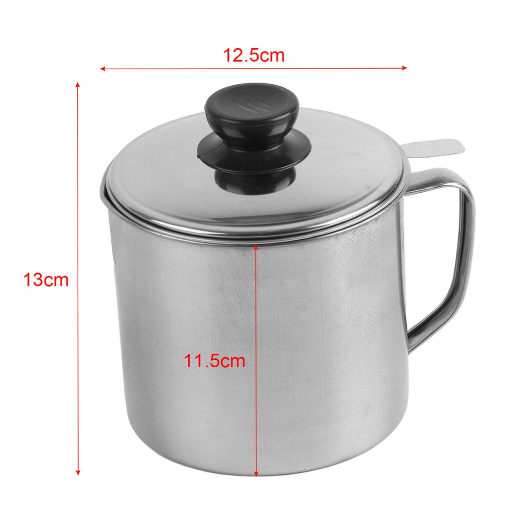 Oil Strainer Pot 1.3L Capacity 304 Stainless Steel Cooking Oil Container Anti Leakage for Home Restaurant