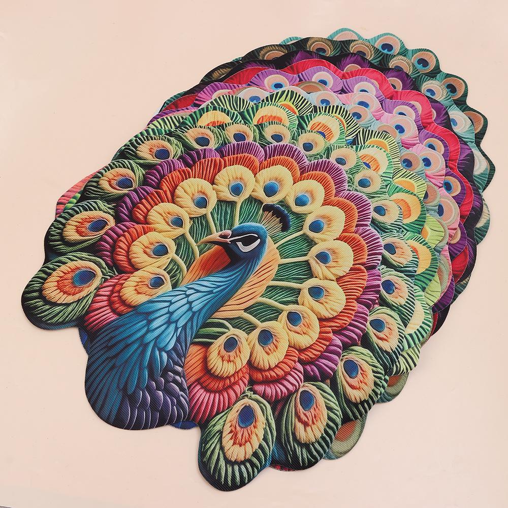Special-shaped Peacock Carpet Non-slip Soft Peacock Mat Absorbent 60x60cm/100x100cm Blanket for Living Room Tea Table Bedside