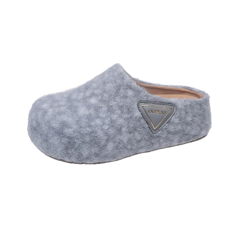 2025 autumn new outer wear thick-soled bag head half slippers women's casual one-pedal mid-heel flat bottom with skirt women's shoes