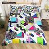 Retro Memphis Style Duvet Cover Set Galaxy Fashion Style Geometric Shapes Bedding Set Full,Hipster Old Fashioned Comforter Cover