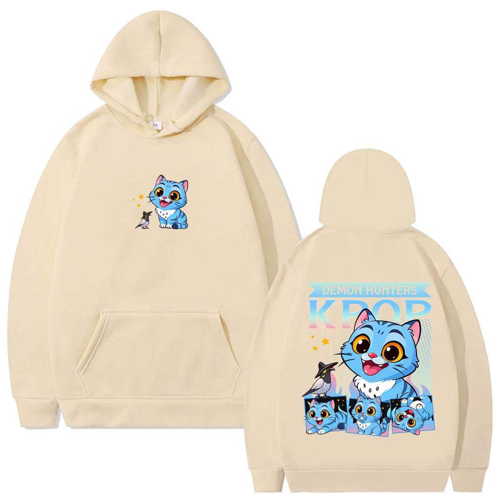 Kpop Demon Hunters Derpy Tiger Print Hoodie Man Casual Oversized Fleece Cotton Hoodies Men Women Cartoon Trend Pullover