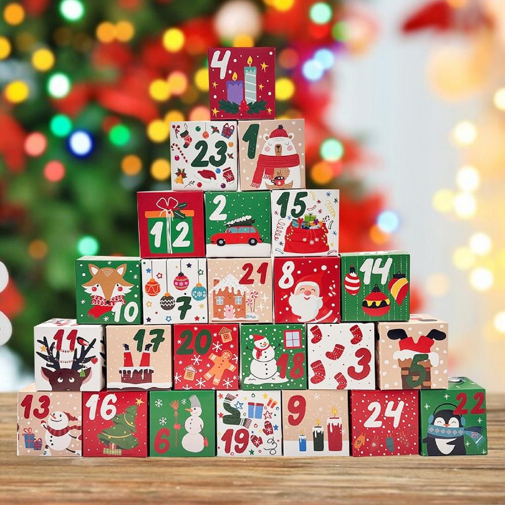 24 Christmas Advent Calendar Boxes, 24 Day Countdown Calendar, Gift For Adults And Children,  Christmas Cardboard Boxes To Make  Your Own