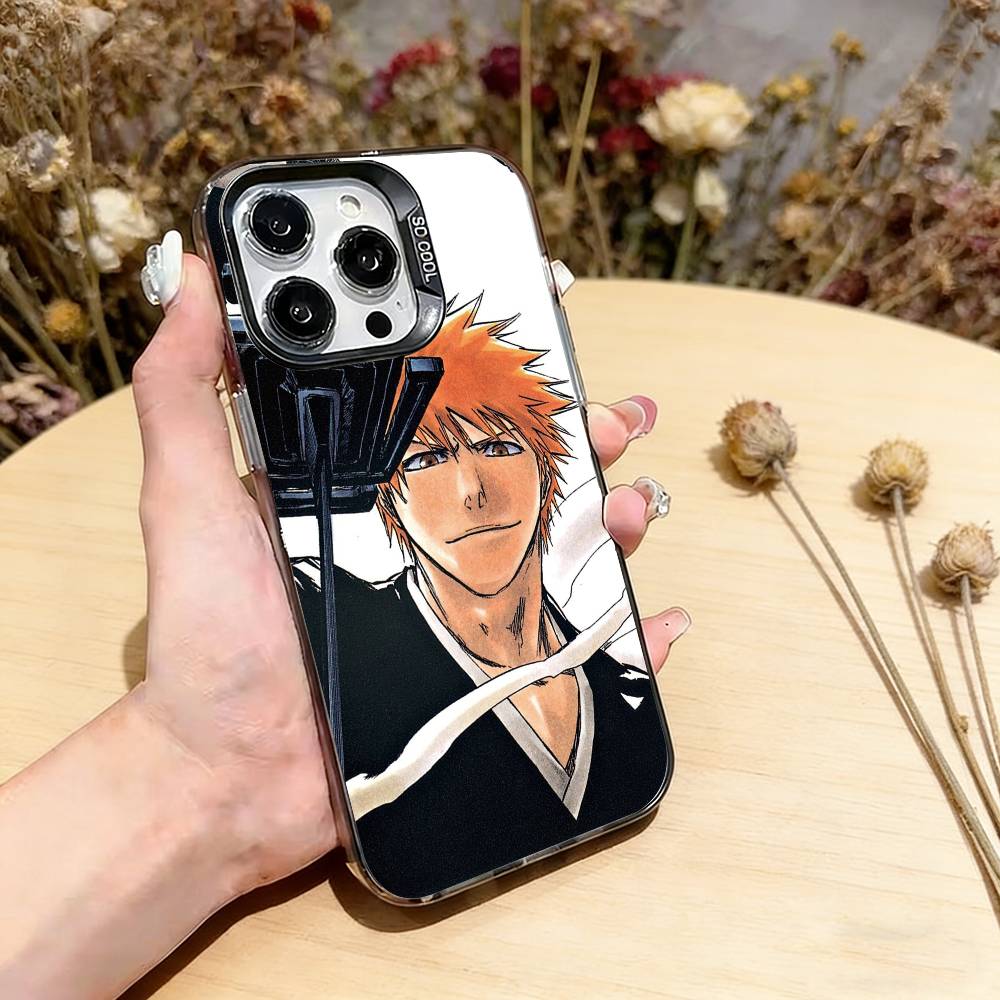 

Hot Anime b-Bleach Phone Case For iPhone 17,16,15,14,13,12,11 Plus,Pro Max,XS,Colored Silver Plated Inside Cover iPhone14