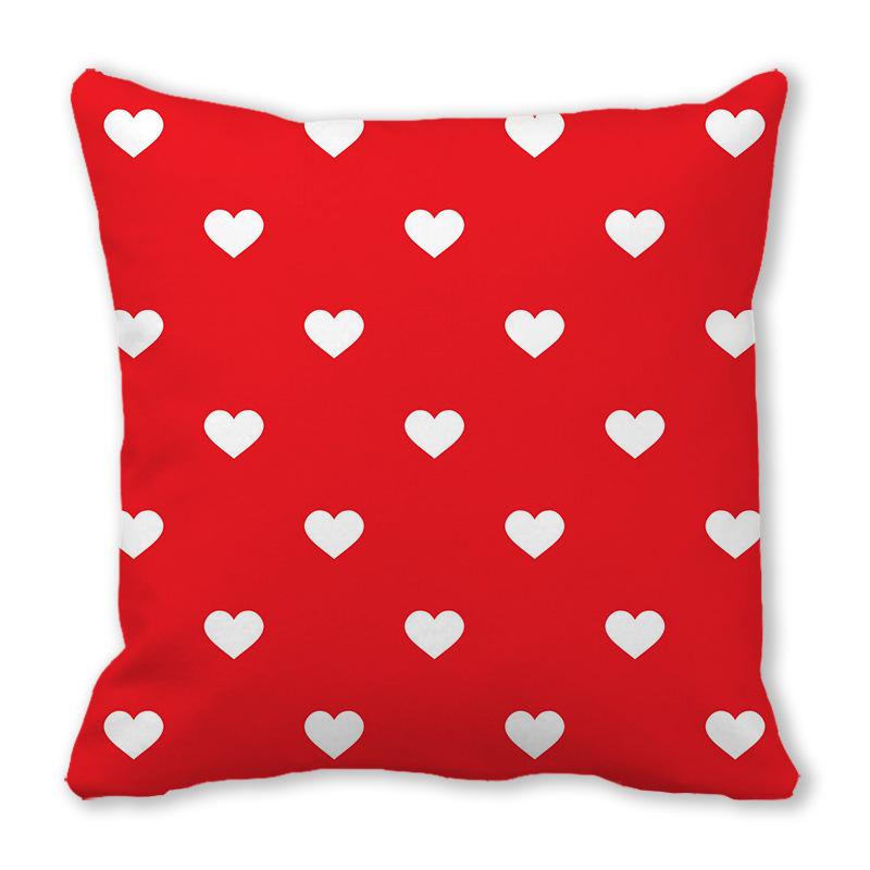Home Decor Red Heart Patterns: Love themed Pillow Covers Pattern Cushion Cover Suitable for Sofa Bedroom Car Pillow Cover