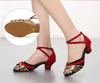 Latin Dance Shoes For Women Mid Heel Sneakers Square Dance Shoes Sandals Square Ballroom Satin Banquet Ladies Shoes