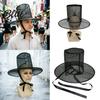Auffälliges Cosplay-Accessoire Vintage Koreanischer Gat-Hut Schwarzes Netz Breiter Rand Joseon-Dynastie Hochwertige Kostüm-Requisite Gelehrtenhut mit Nackenband,