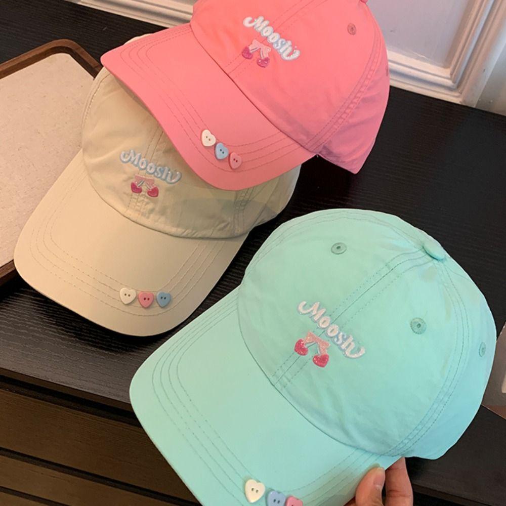 Breathable Casual Sunshade Hat Cotton Wide Brim Big Head Cap Cherry Baseball Cap  Travel Beach