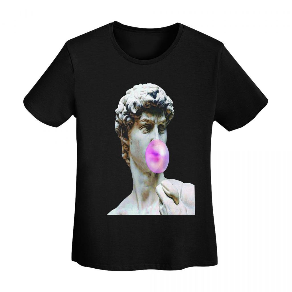 David Michelangelo Skulptur T-Shirt Damen Kurzarm T-Shirts Rundhals Streetwear Baumwolle Sommer T-Shirts Streetwear