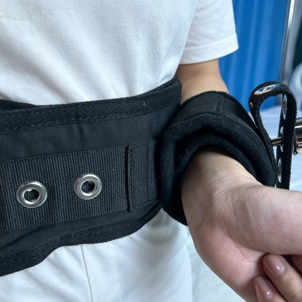 Hospital Safety Waist and Wrist Restraint Set, Non-Detachable Lockable Cuffs, Agitation Patient Protective Gear for Patients