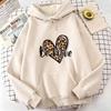 Autumn Winter Fashion Top Women Love Heart Leopard Print Hoodie Casual Hooded Sweatshirt Women Long Sleeve Casual Aesthetic Top