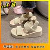 Women's High-heeled Sandals Solid Color Outer Wear Niche Sandals 2025 Summer New Versatile Casual Fashion Wedge Heel Outer Wear