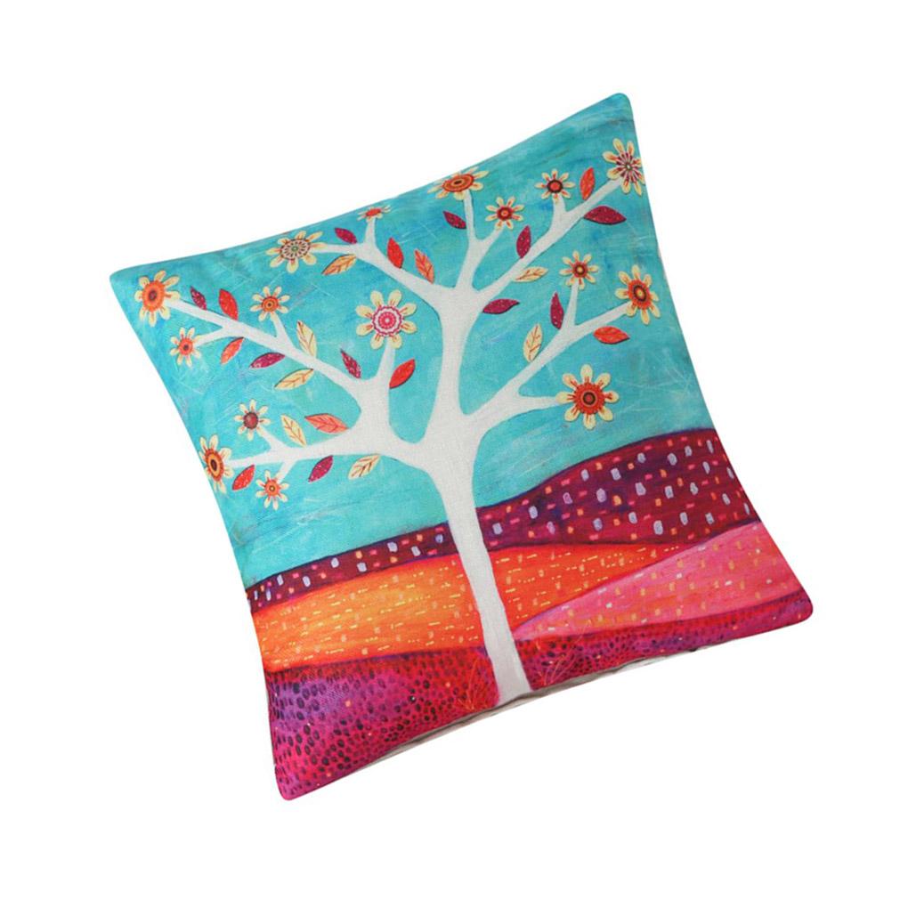 Tree Pattern Pillowcase Home Office Throw Pillow Cover Cotton-linen Cushion Printed Cover