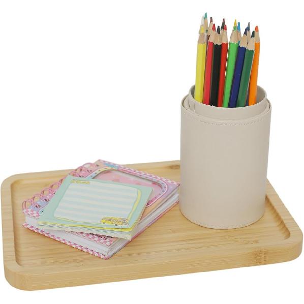 Bamboo Counter Tray for Bathroom Natural Wooden Decorative Tray Kitchen, Shower, Dining Table Vanity,10×6.9 Inch