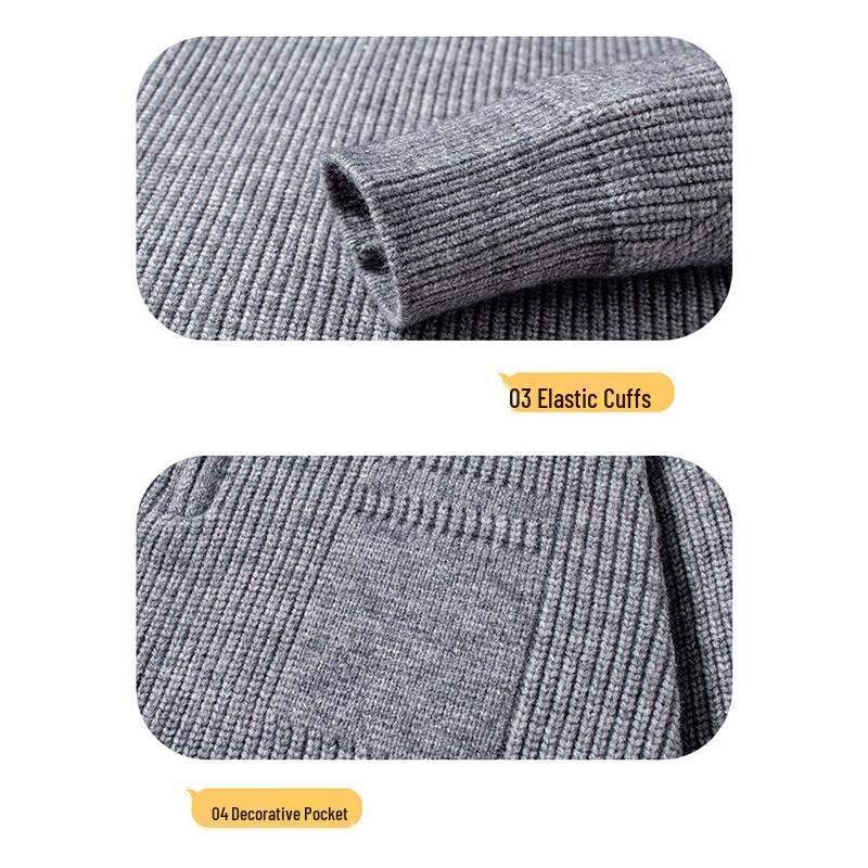 ROMON Men's Half-Zip Stand Collar Knit Sweater