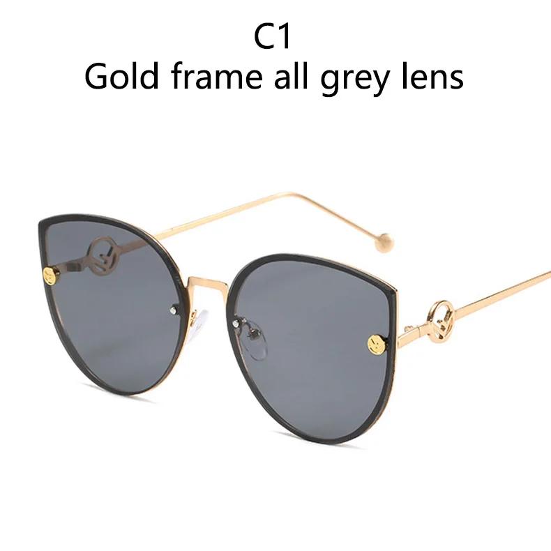Classic Cat Eye Alloy Sunglasses Woman Brand Designer Big Frame Sun Glasses Female Vintage Metal Oculos Feminino
