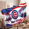 Chicago Cubs Flannel Blanket, Custom Name Text Personalized Soft Throw Blanket Home Decor Gift