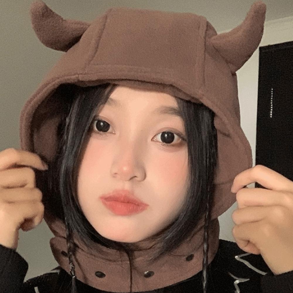 Ear Protection Lei Feng Cap Plush Winter Pullover Cap Personalized Demon Ear Hat  Autumn/Winter