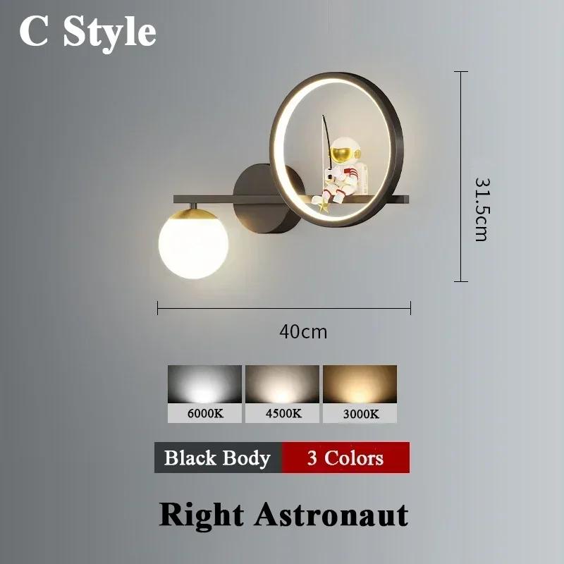 

Modern Home Children s Moon Cartoon Background Wall Lighting Minimalist Creative Astronaut Bedroom Bedside Sconce Lamps for Room 3 Colors Light