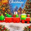 11.81FT Holiday Lighting With LED Lights Giant Christmas Inflatable Decoration Santa Train Xmas Garden Supplies Home Ornaments