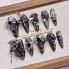 Handmade 3D Black Butterfly Press-On Nails Medium-Length Women Elegant Wearable Nail Tips