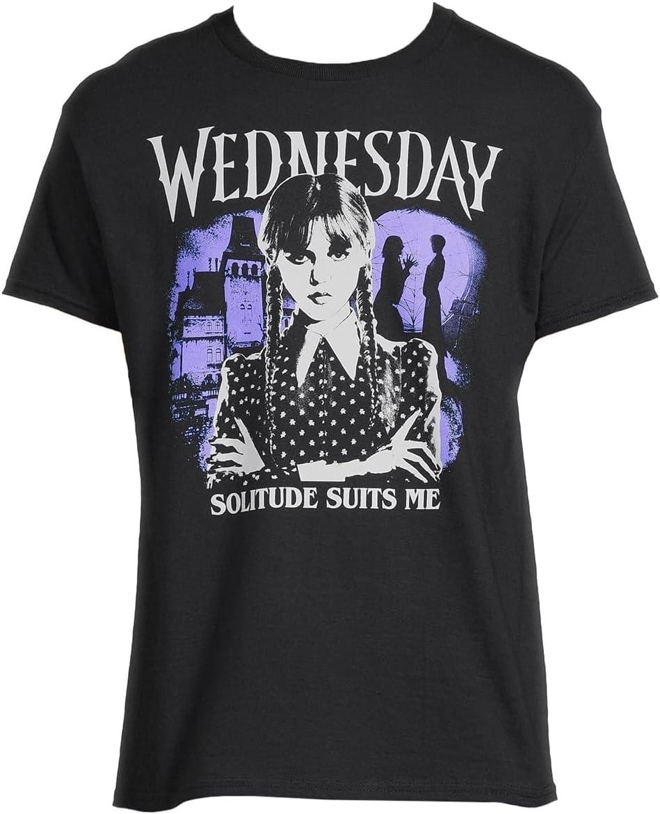 

Wednesday Addams Series Women s Solitude Suits Me Graphic Print T-Shirt (X-Large) XXXXXL чорний