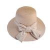 Hepburn style straw hat seaside vacation sun hat summer straw braided big brim temperament bow sun hat women's