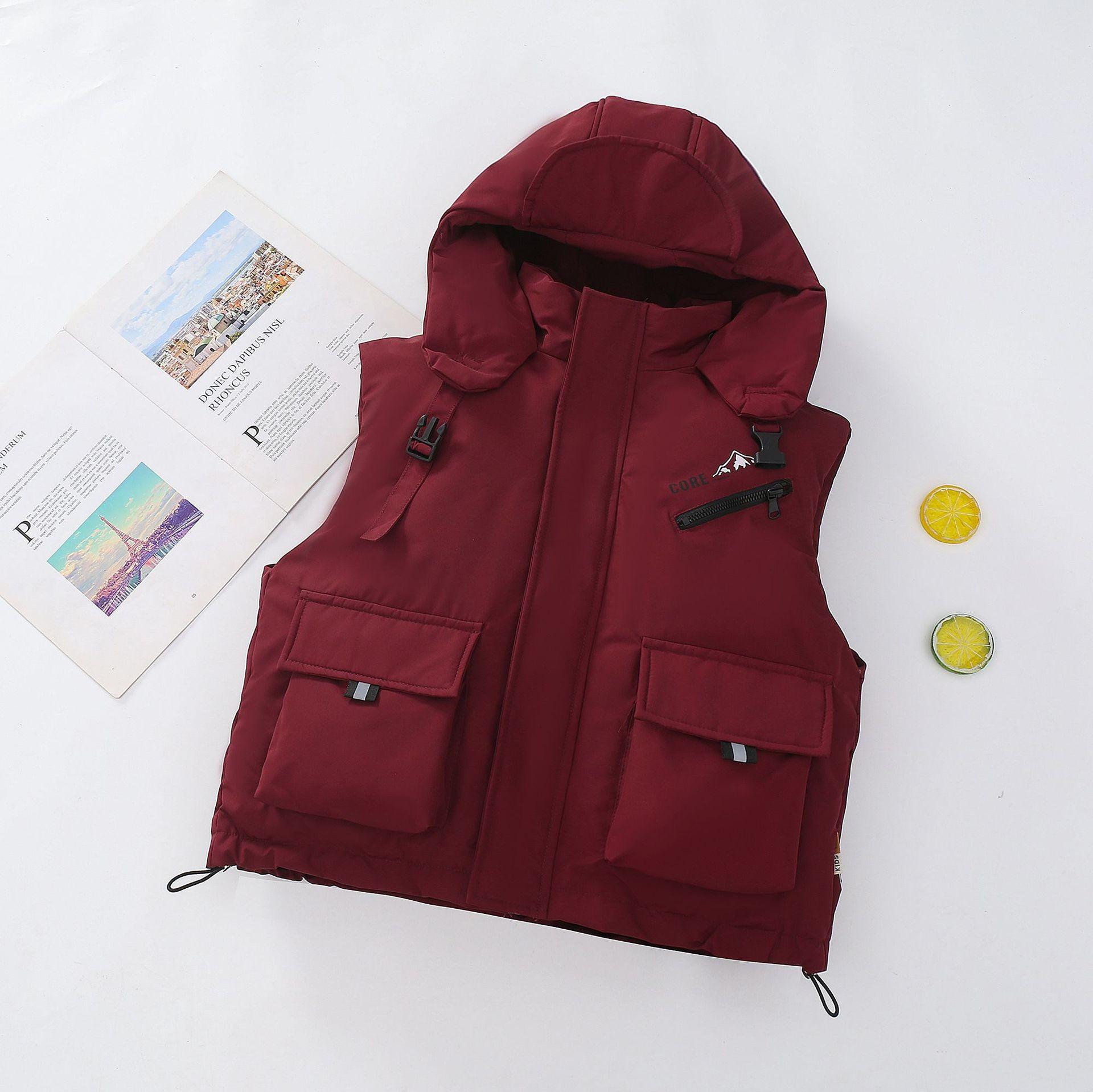 

Boys and Girls Warm Vests for Spring, Autumn Children s Thickened Down Cotton 100cm багряний
