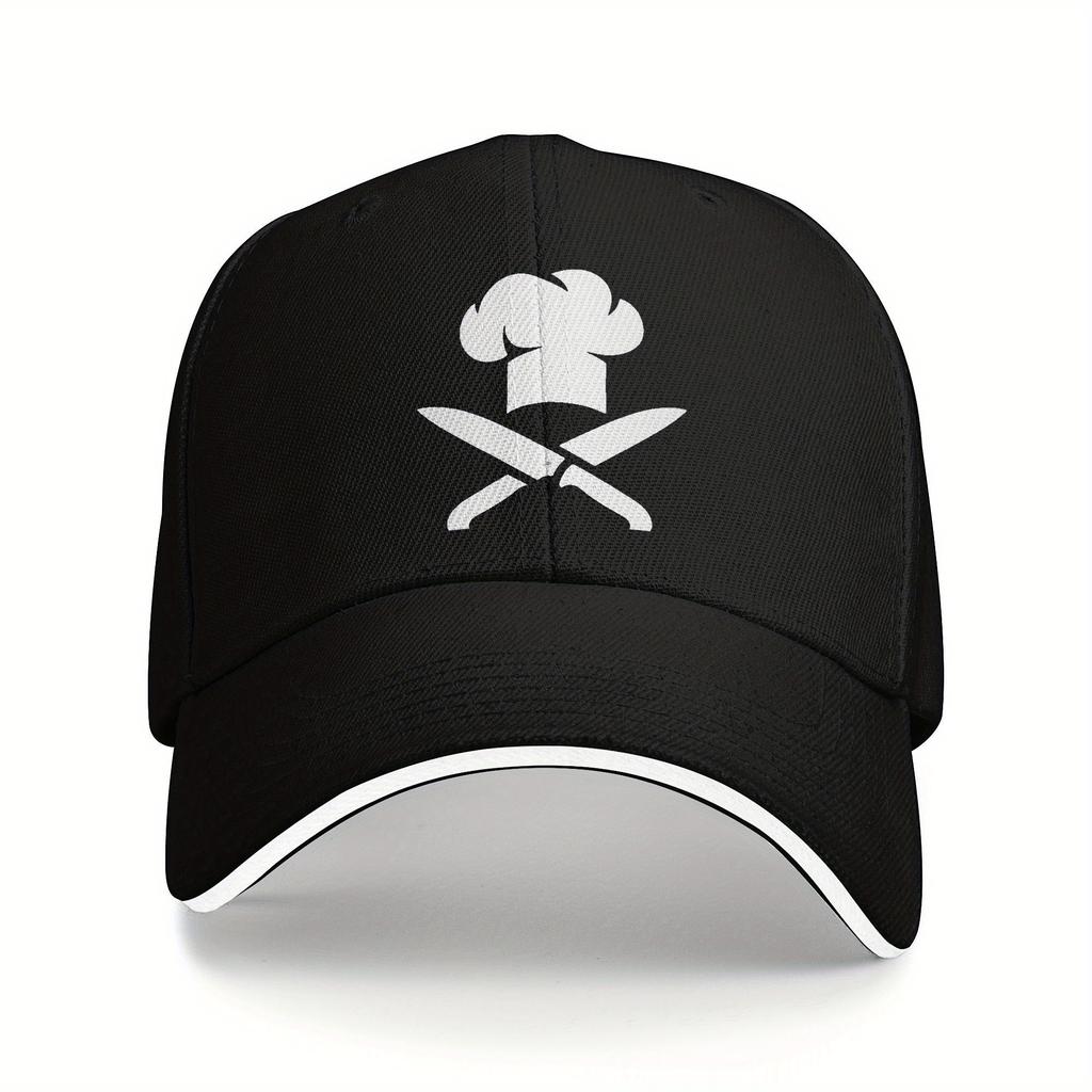 Chef Skull Cross Knives Cooking Baseball Cap Durable Cotton Adjustable Snapback for Adults Casual Outdoor Gift
