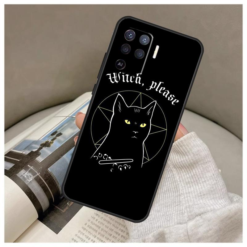 Witch Cat Case For Oppo A16 A76 A96 A60 A98 A58 A78 A18 A38 A80 A40 A77 A57 A17 A74 A54 A94 A15 A5 Pro