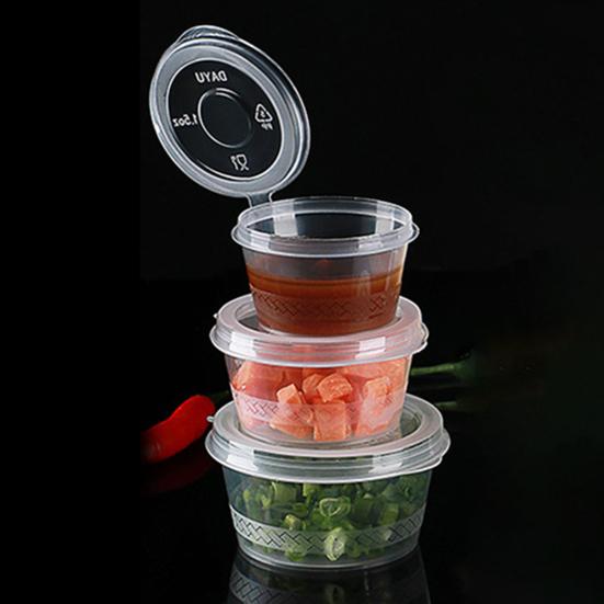 

100 шт. чашка для соуса с крышкой герметичная пластиковая мини-прозрачная порционная чашка кухонные принадлежности