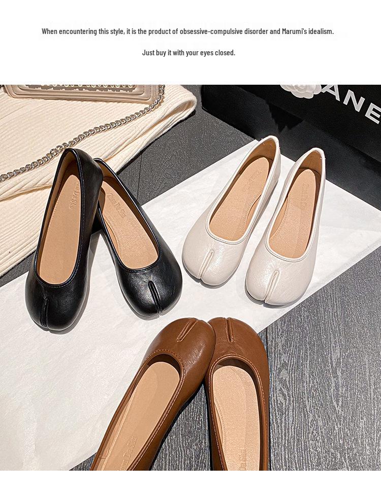 Women's Summer Pigskin Split-Toe Ballet Flats