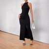 European and American Women's Clothing 2025 New Women's Sleeveless Split-ended Dress Pleated European and American Style Long Dress