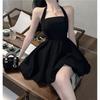 Pure desire spice girl with inner neck sling dress women's summer waist and thin temperament a word short skirt