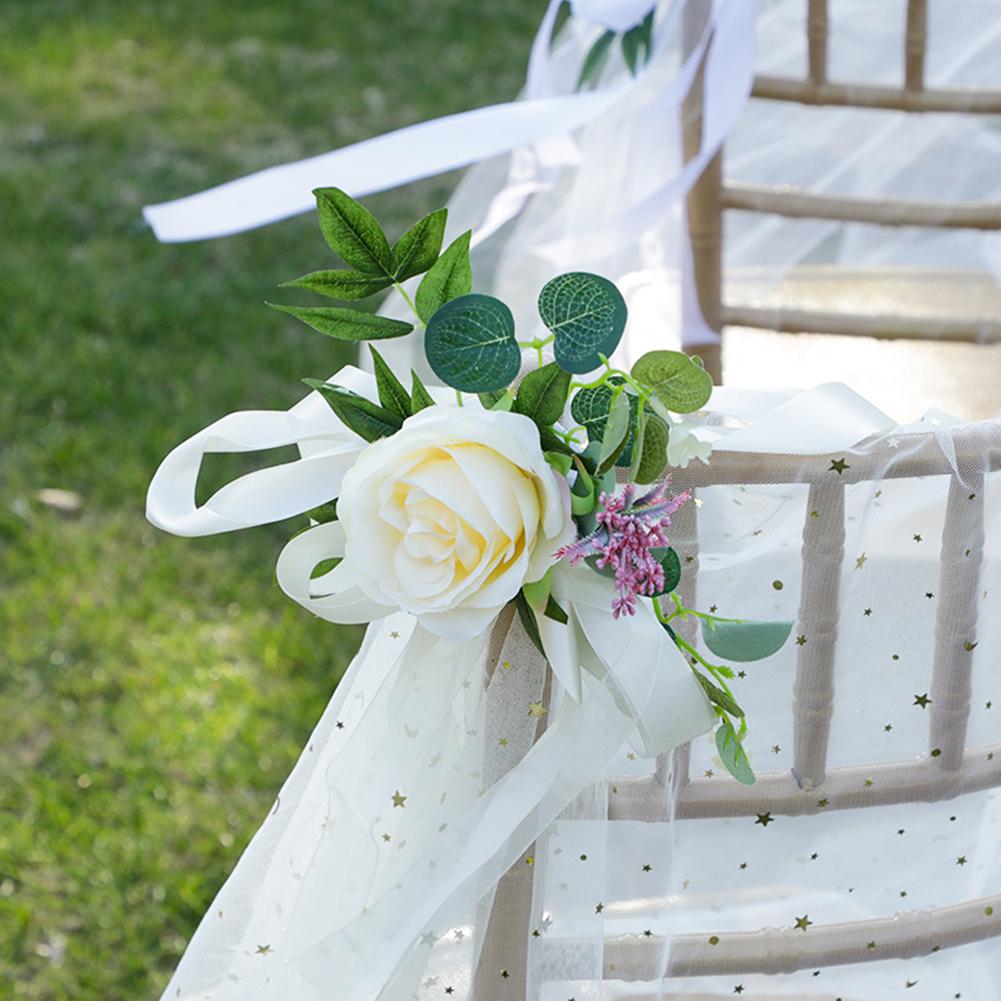 Künstlicher Blumenstrauß, gefälschte Blumen für Hochzeit, Stuhl-Rückendekoration, Fotografie-Requisiten