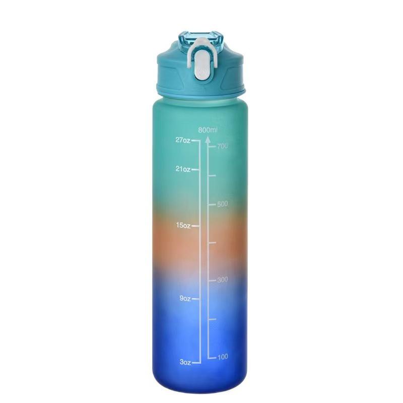 

Gradient Frosted Sports Water Bottle with Handle and Lockable Pop-up Straw 800ml