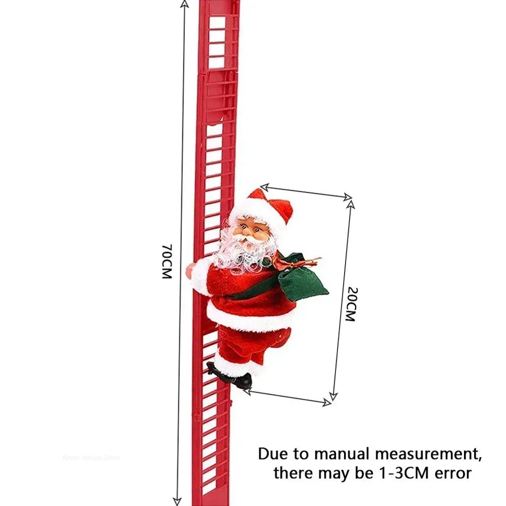 Electric Santa Claus Climbing Ladder Music Doll, Christmas Tree Hanging Ornaments, Decoration for Home, Navidad New Year Gift