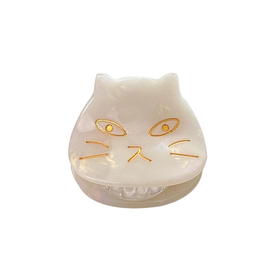 Schattige haarclip in Japanse stijl met kattenmotief, gemaakt van acetaat, voor vrouwen, verkrijgbaar in zwart schildpadpatroon en diverse kleurrijke varianten.