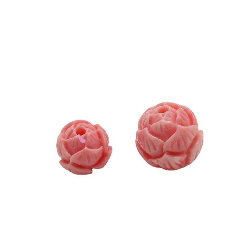 Elfenbeinweiße Lotus-Harzperlen: Runde geschnitzte lose Zwischenperlen für DIY ethnische Armbänder