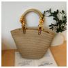 Design sense woven large-capacity handbag women's beach vacation style versatile solid color casual personality shoulder bag
