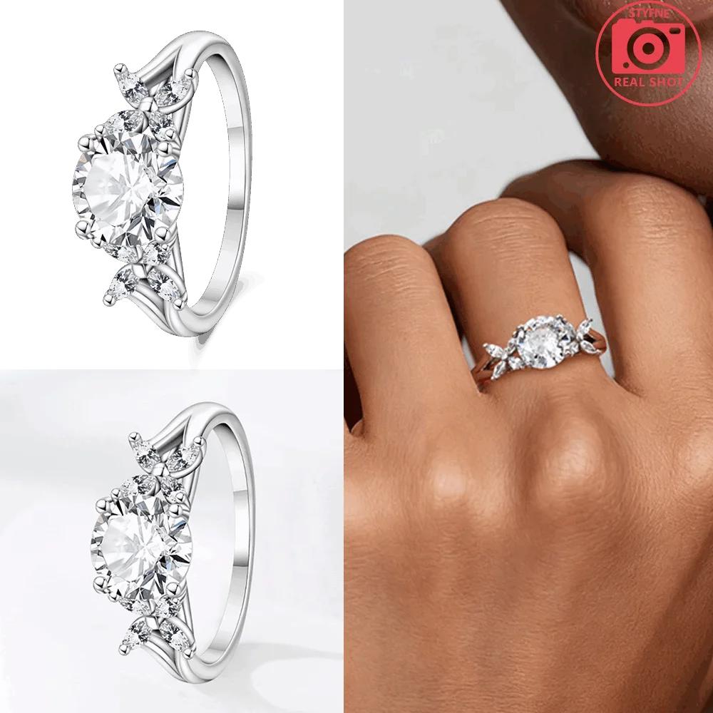 Authentic Original Ring Copper Metal Copper Metal White Zirconia Ring Teardrop Heart Square Ring Anniversary High Quality Fine Perfect Gift Accessory