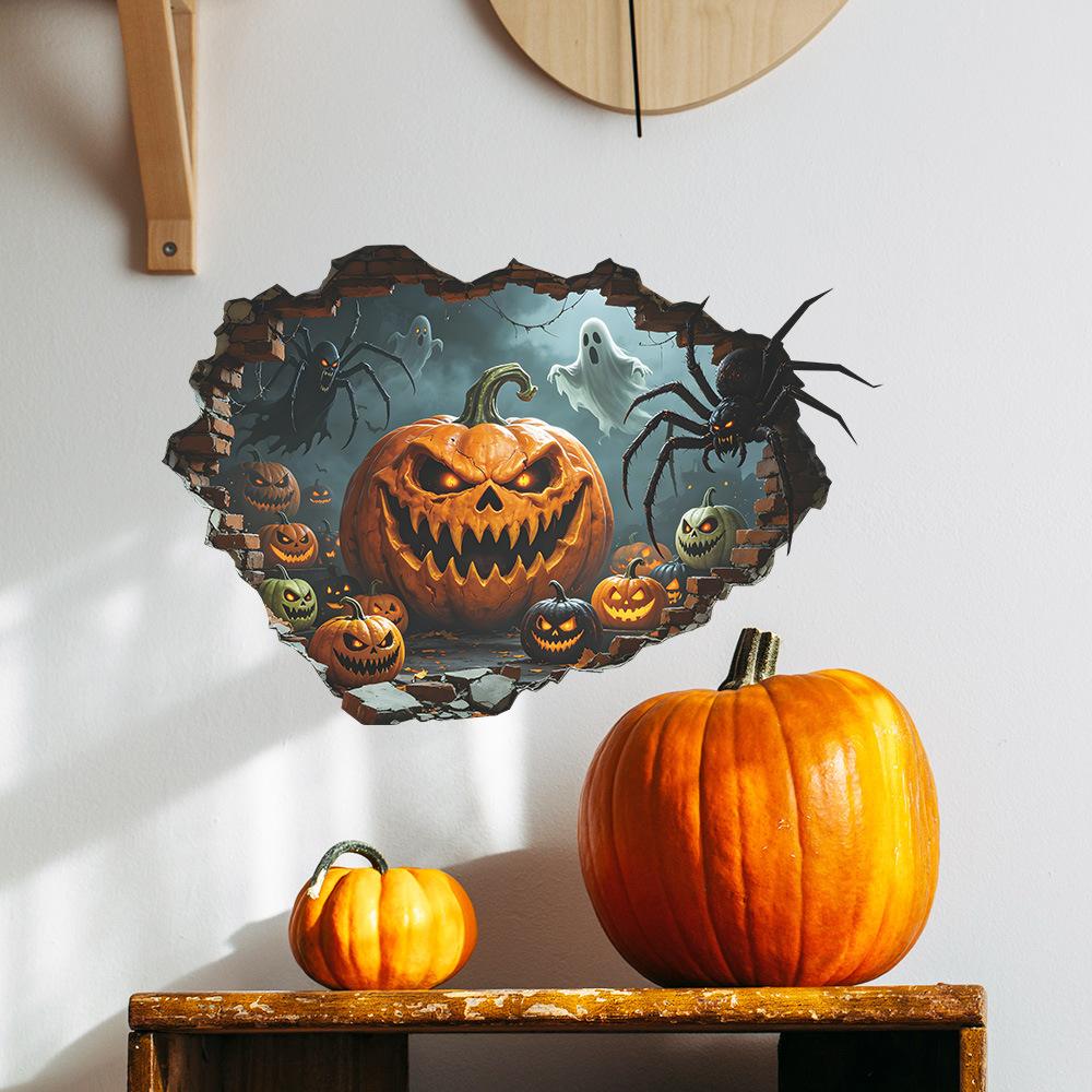 Creative Hole Halloween Pumpkin Ghost Bedroom Living Room Home Wall Decoration Beautification Stickers