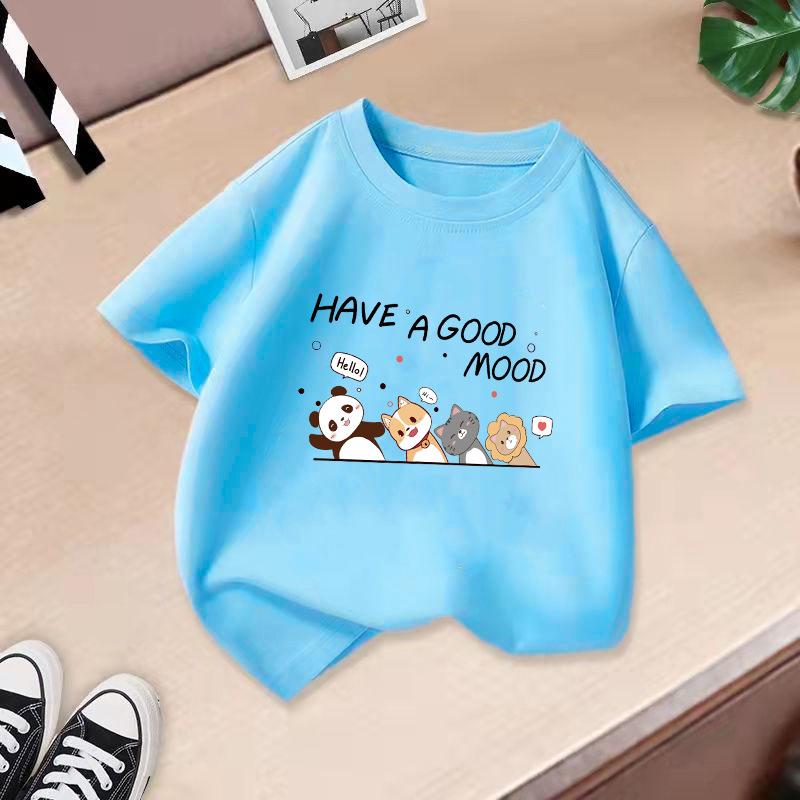 Children T-shirt Cute Animals Printed Kids 100% Cotton Tops O-Neck Short-sleeve Kids 2-13Y T-shirt