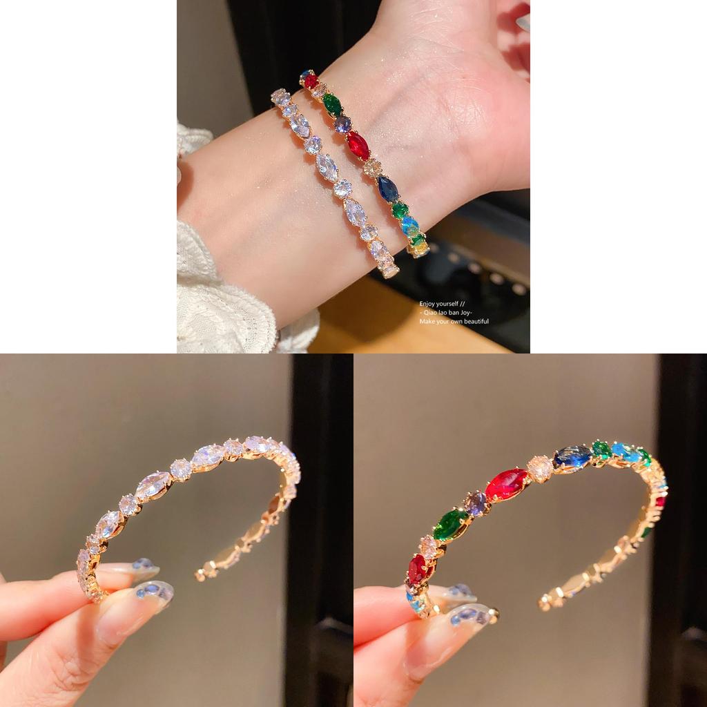 Geometric Zircon Open Cuff Bracelet For Women Fashion Jewelry Accessory