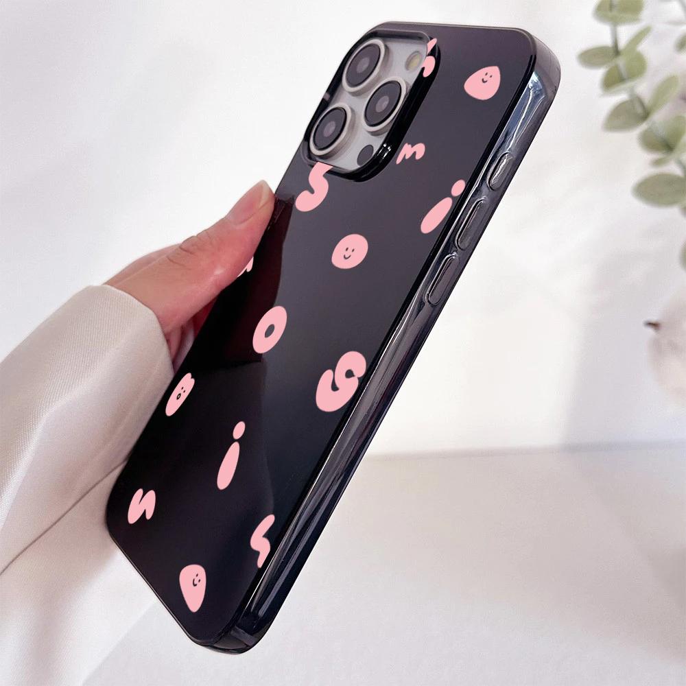 Simple Pink English Pattern Black Phone Case For iPhone 17 16E 16 15 Pro Max 14 13 12 11 Pro X XR XS 7 8 Plus Soft Back Cover