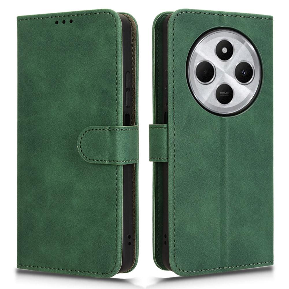 

For Xiaomi Poco C75 4G/Redmi 14R 5G/14C 4G Leather Case Skin-Feel Anti-Drop Wallet Flip Phone Cover Green